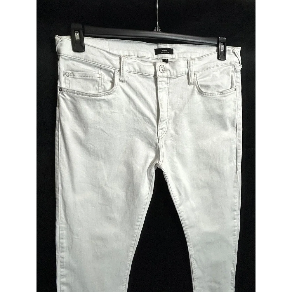 True Religion Rocco Relaxed Skinny Jeans White Renegade SN Mens 33 Stretch Denim